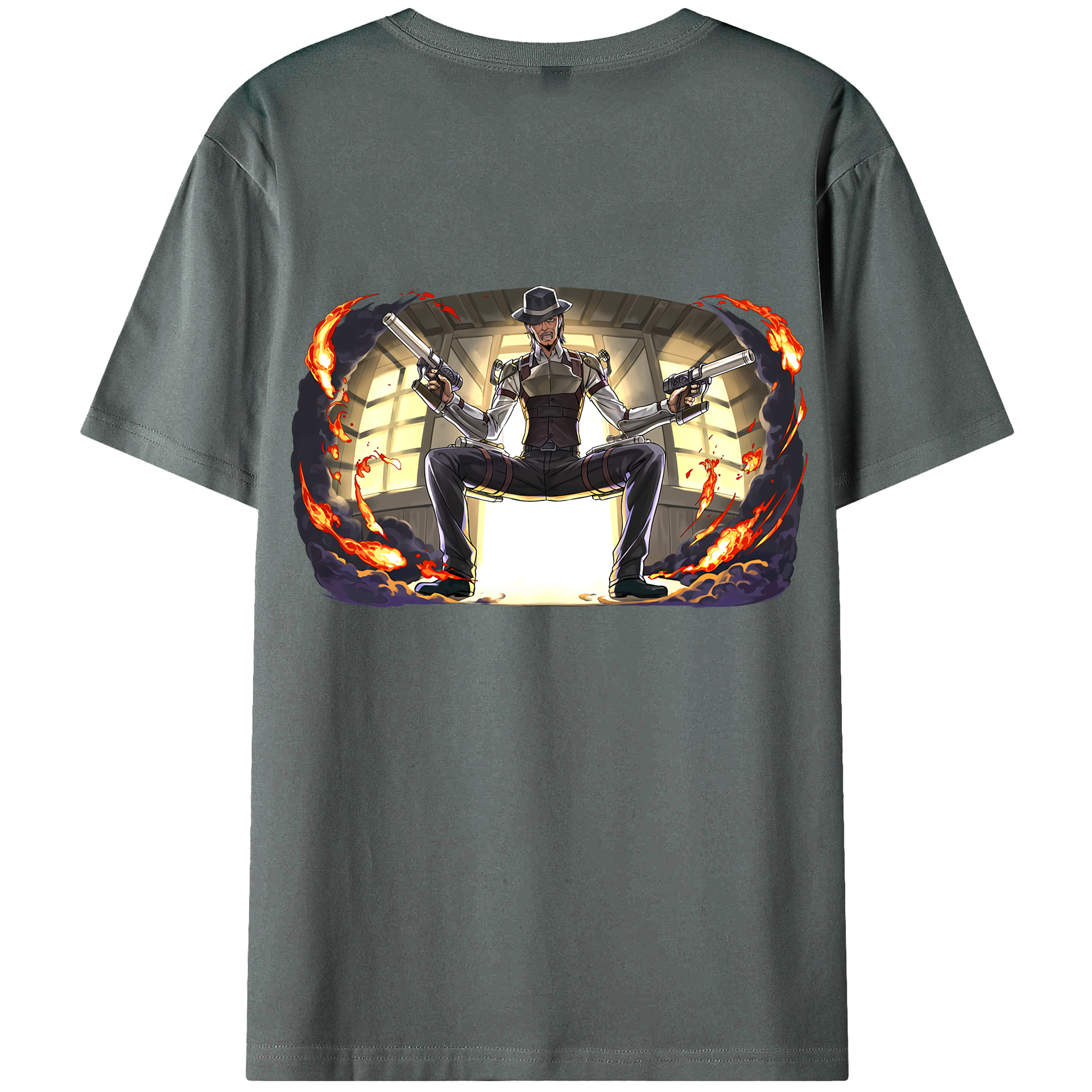 （画像用） 進撃の巨人 ケニー·アッカーマン Attack on Titan Kenny Ackerman 綿100％ メンズ半袖Tシャツ（バックプリント） 通気性